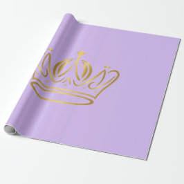 Papel De Presente fancy golden crown iconed purple gift 