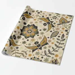 Papel De Presente Fancy Moths and Flowers