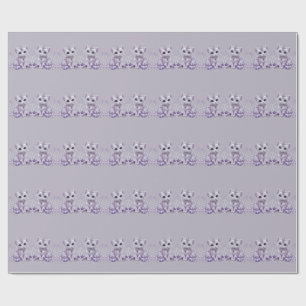 Papel De Presente Fantasia de Gatinho Joalheiro Roxo Real