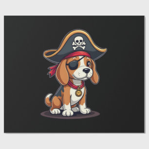 Papel De Presente Fantasia de Pirata Beagle Bandeira Jolly Roger Crâ