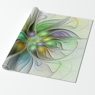 Papel De Presente Fantasia Flor Colorida Moderno Abstrato Fractal