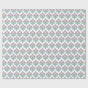 Papel De Presente Fantasia Floral Delícia Moderna Damasco.