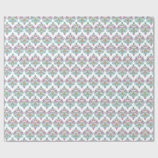 Papel De Presente Fantasia Floral Delícia Moderna Damasco.