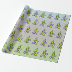 Papel De Presente Fantasia Floral Flores Lilás Formas Verdes Fractal