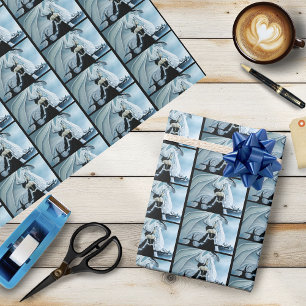 Papel De Presente Fantasia White Dragon da Rainha Branca