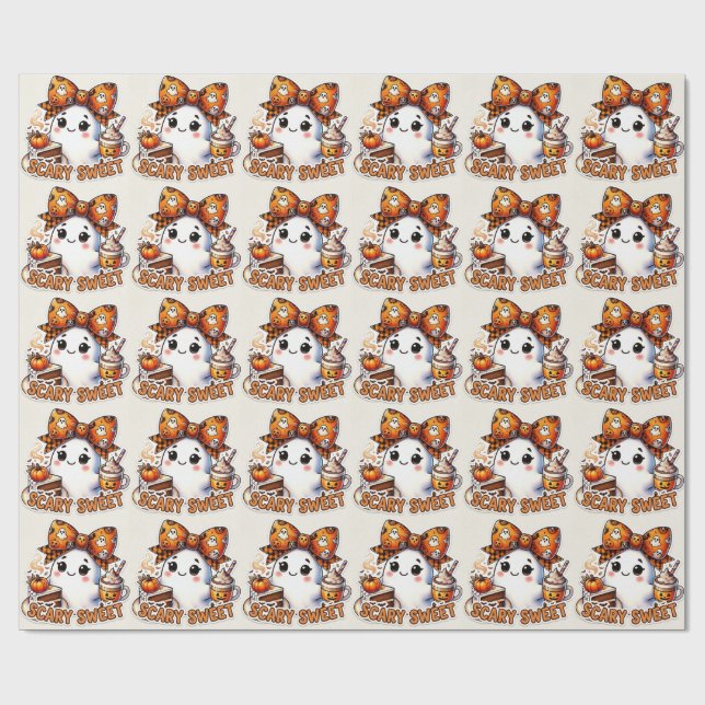 Papel De Presente Fantasma Assustadoramente Doce (Aberto)