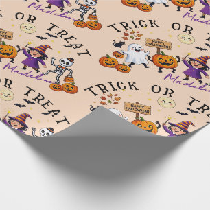 Papel De Presente Fantasma Bruxa Engraçado do Dia das Bruxas ou Truq