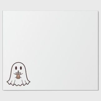 Papel De Presente Fantasma de Halloween Fofo Com Boba
