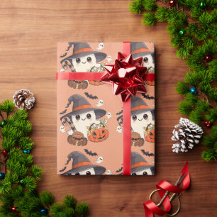 Papel De Presente Fantasma de Halloween Fofo no Estilo Kawaii