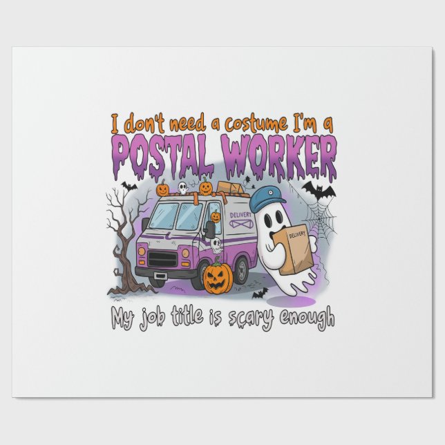 Papel De Presente Fantasma de Halloween,Funcionário dos Correios (Aberto)