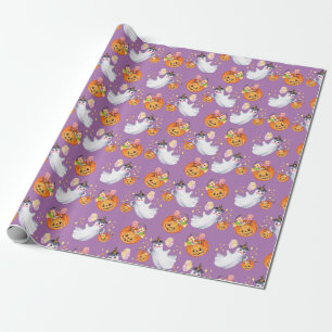 Papel De Presente Fantasma do Dia das Bruxas e padrão perfeito de do