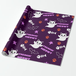 Papel De Presente Fantasma do Gato Halloween