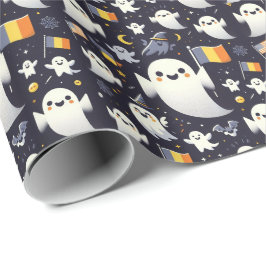 Papel De Presente Fantasma do Halloween nas cores da bandeira romena