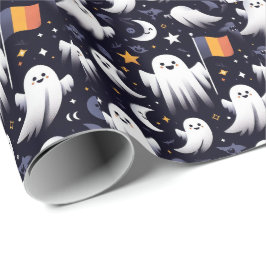 Papel De Presente Fantasma do Halloween nas cores da bandeira romena