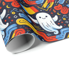 Papel De Presente Fantasma do Halloween nas cores da bandeira romena
