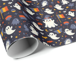 Papel De Presente Fantasma do Halloween nas cores da bandeira romena