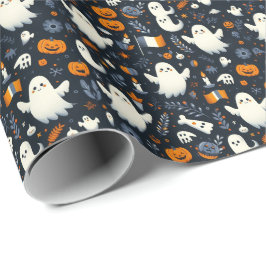 Papel De Presente Fantasma do Halloween nas cores da bandeira romena