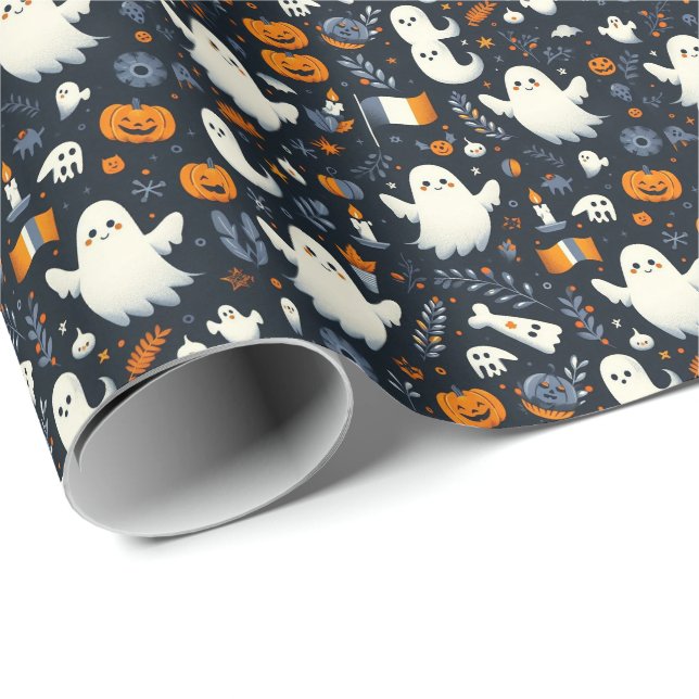 Papel De Presente Fantasma do Halloween nas cores da bandeira romena (Ponta do rolo)