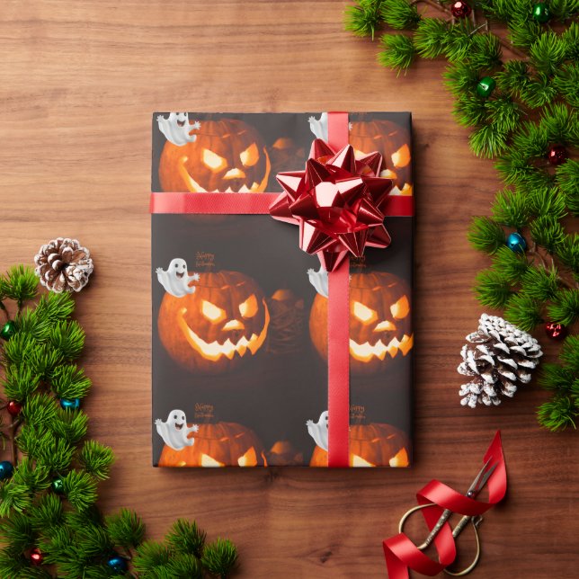 Papel De Presente Fantasma Fofo Assustador de Halloween (Presente de Natal)