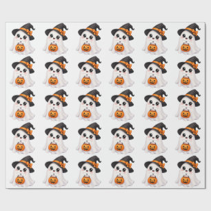 Papel De Presente Fantasma fofo de Halloween