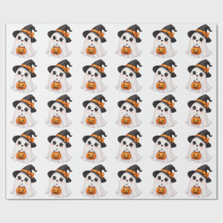 Papel De Presente Fantasma fofo de Halloween
