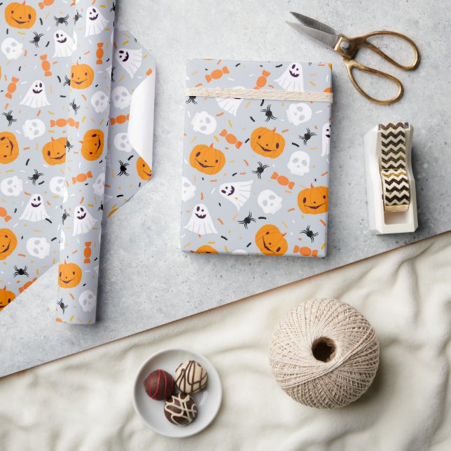 Papel De Presente Fantasma Fofo e Halloween de Abóbora (Artesanato)