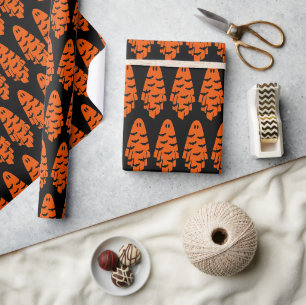 Papel De Presente Fantasma Preto e Laranja