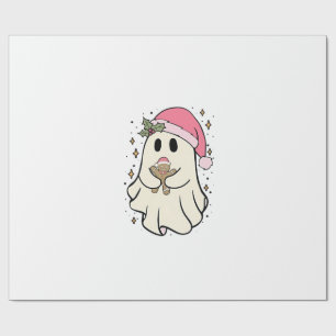 Papel De Presente Fantasma Spooky segurando um Natal Gingerpão