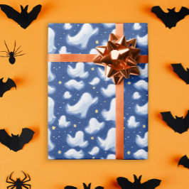 Papel De Presente Fantasmagórico Fantasma Halloween Noite Estrelada