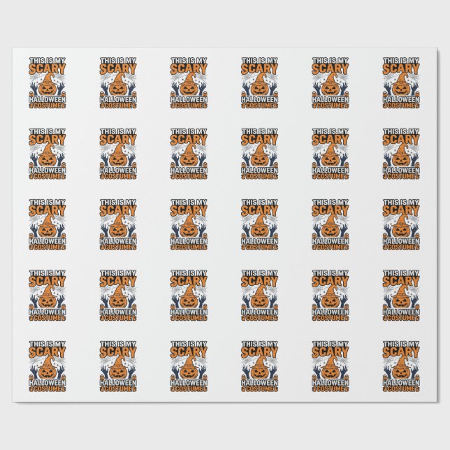 Papel De Presente Fantasmagórico Traje de Halloween Abóbora Bruxa Ch (Aberto)
