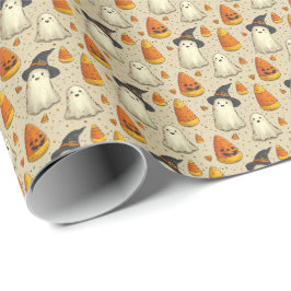 Papel De Presente Fantasmagóricos adoráveis de Halloween