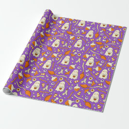 Papel De Presente Fantasmagóricos fantasmas Halloween Elegante roxo