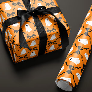 Papel De Presente Fantasmas bonitos e Arcos Pretos no Dia das Bruxas