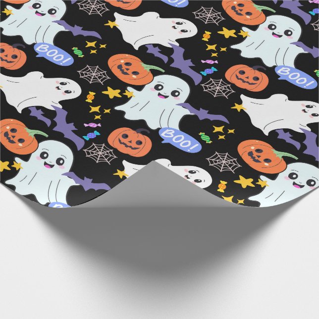 Papel De Presente Fantasmas bonitos no Halloween de Pumpkins (Ponta)