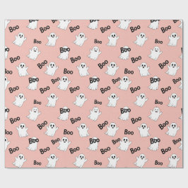 Papel De Presente Fantasmas Boo Rosa Padrão de Halloween