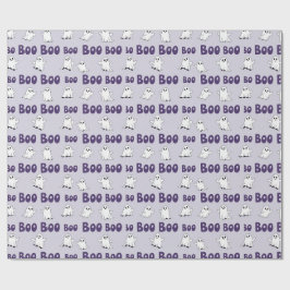 Papel De Presente Fantasmas Boo Roxo Padrão de Halloween