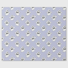 Papel De Presente Fantasmas Boo Roxo Padrão de Halloween