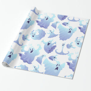 Papel De Presente Fantasmas do Dia das Bruxas
