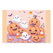 Papel de Presente Fantasmas e Abóboras Pastel