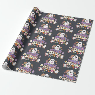 Papel De Presente Fantasmas e Flores Cutes Spooktaculares, Preto-Ama