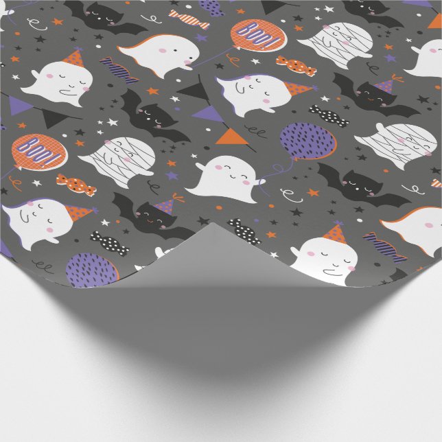 Papel De Presente Fantasmas e Morcegos do Festa de Halloween (Ponta)