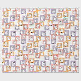 Papel De Presente Fantasmas Fofos Blocos Coloridos Halloween