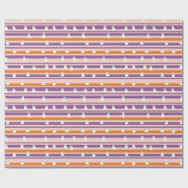 Papel De Presente Fantasmas Fofos Listras Rosa Roxo Laranja
