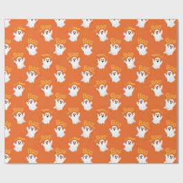 Papel De Presente Fantasmas Kawaii Fofos Padrão de Halloween