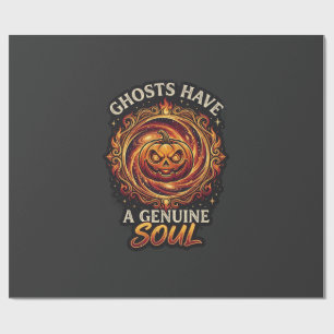 Papel De Presente Fantasmas Têm Fogo De Abóbora De Halloween De Alma