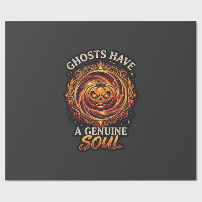 Papel De Presente Fantasmas Têm Fogo De Abóbora De Halloween De Alma (Aberto)