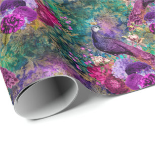 Papel De Presente Farinha de Peacock Rosa Púrpura