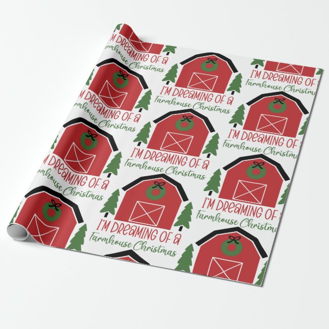 Papel De Presente Farmhouse Christmas (Desenrolado)