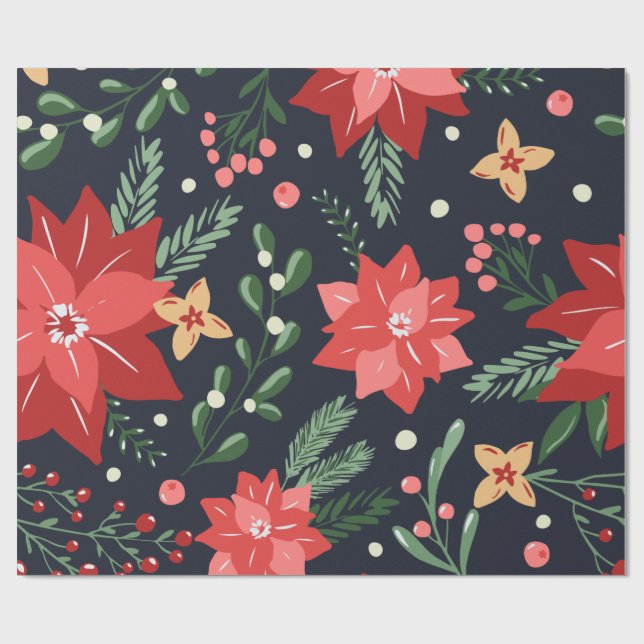 Papel De Presente Farmhouse Christmas Floral and Greenery (Aberto)