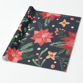 Papel De Presente Farmhouse Christmas Floral and Greenery